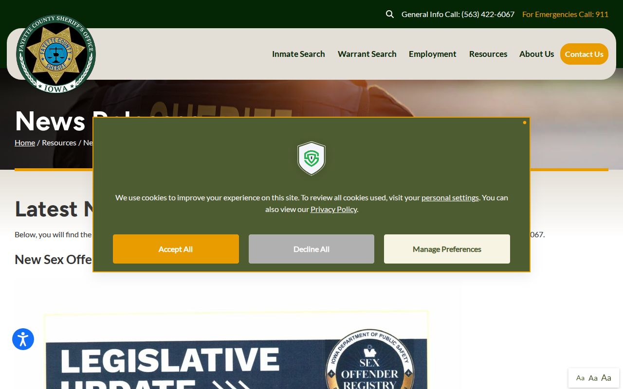 Fayette County official arrest news release interface