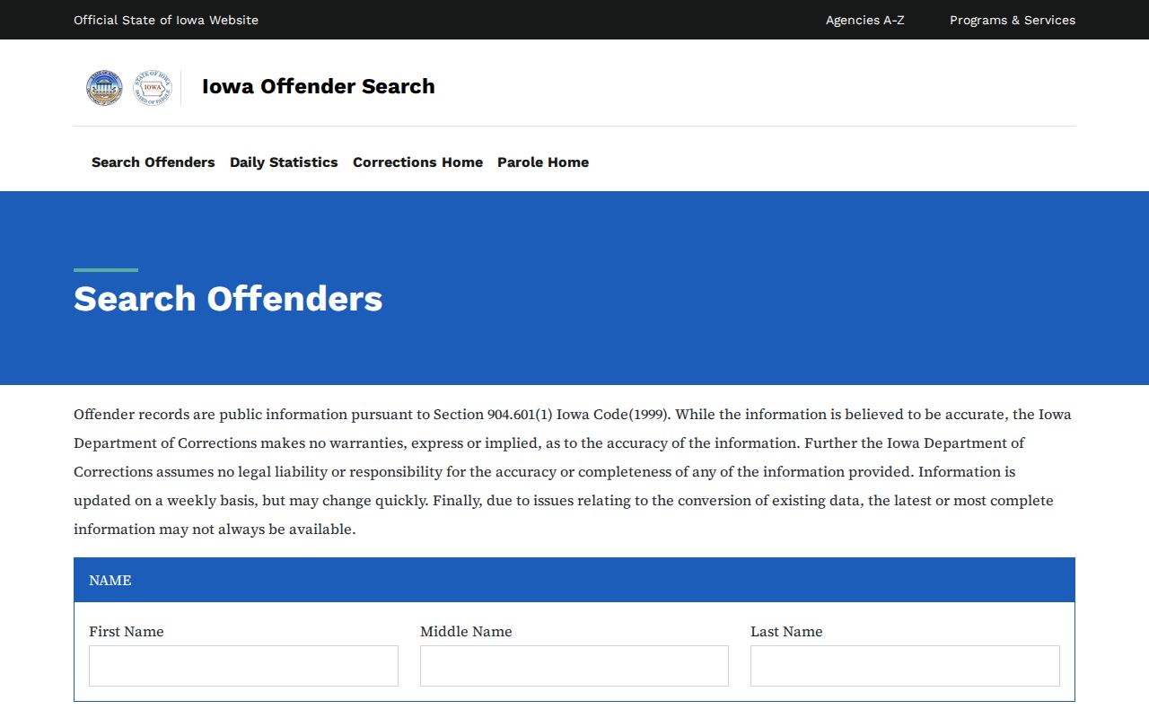 Fayette County offender record search on Iowa DOC